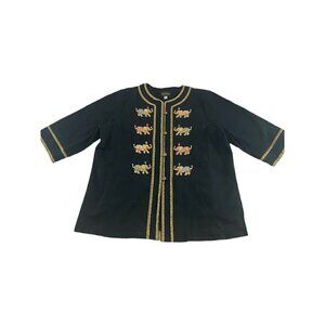 Vintage Bob Mackie Elephant Embroidered Werable Art Button Front Evening Jacket